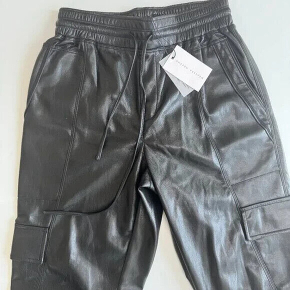 Melissa Nepton Malo Pants Faux Leather Cargo Joggers NWT $205 Small Black - Picture 6 of 7